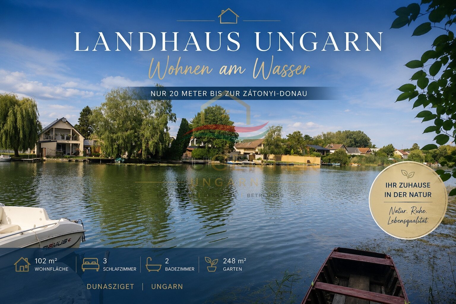 (AAA) 102 m² Wohnhaus nur 20 Meter von der Zátonyi-Donau entfernt (AAA) 102 m² Wohnhaus nur 20 Meter von der Zátonyi-Donau entfernt